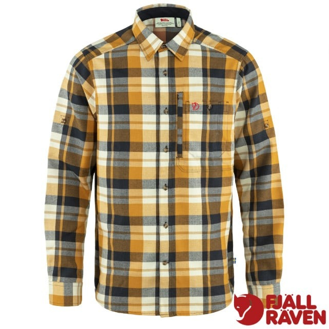 【Fjallraven 小狐狸】男 Fjallglim Shirt 長袖襯衫/81380-232-555 蕎麥棕/暗深藍✿30E010
